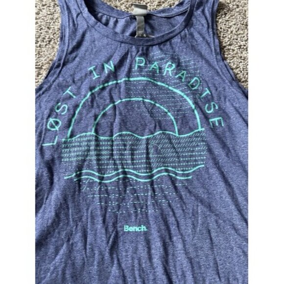 Bench Womens "lost in Paradise" Sleeveless Blue Tank Graphic Size Small Active - Picture 2 of 13